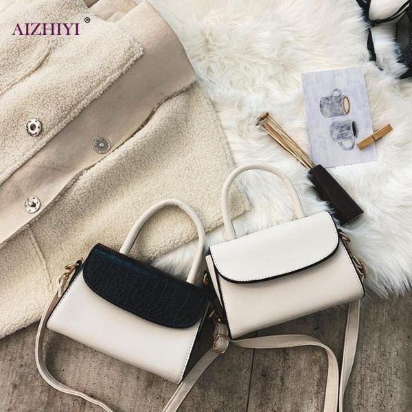 

women hit color crossbody handbag alligator pu lady shoulder handle bag