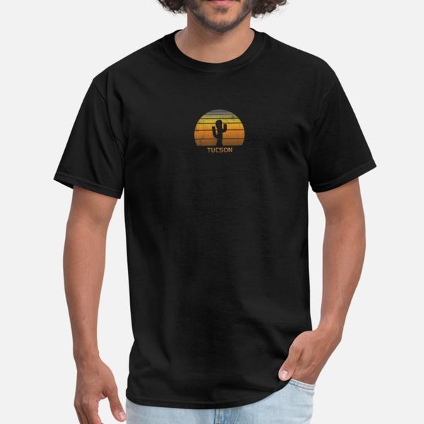 

vintage tucson arizona desert cactus sunset retro t shirt men create cotton size s-3xl male famous comical summer standard shirt