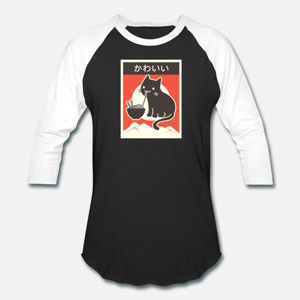 

kawaii vintage style japenese ramen cat t shirt men printed cotton euro size s-3xl family loose building summer family shirt