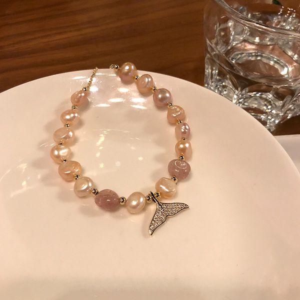 

baroque natural freshwater pearl bracelet design niche pull adjustable bracelets hand accessories ins style exquisite, Golden;silver