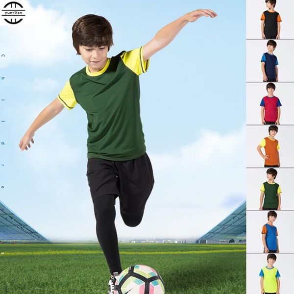 

200pcs children wicking quick-dry t-shirt,high elastic breathable anti-wrinkle short sleeve boy sporting fitness loose shirt, Blue