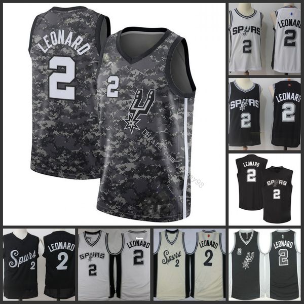 

san antonio spurs men #2 kawhi leonard white nba swingman jersey, Black