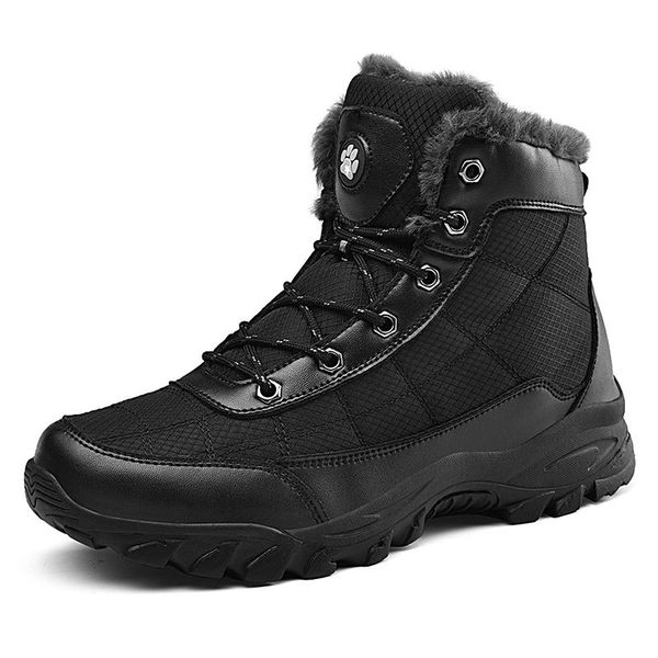 

boots male snow desert tactical ankle winter shoes men outdoor hiking plus size, Black