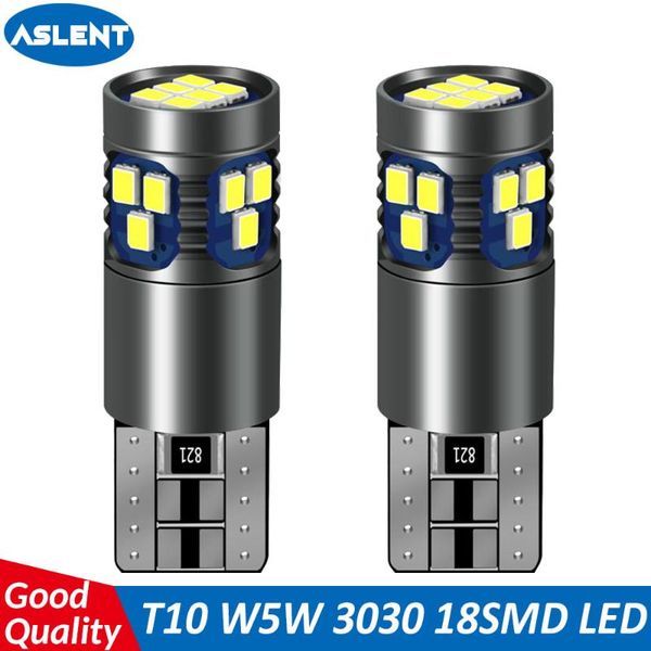 

aslent 2pcs t10 w5w led car interior light lamp 12v 168 194 501 side wedge parking bulb canbus auto for lada car styling 6000k