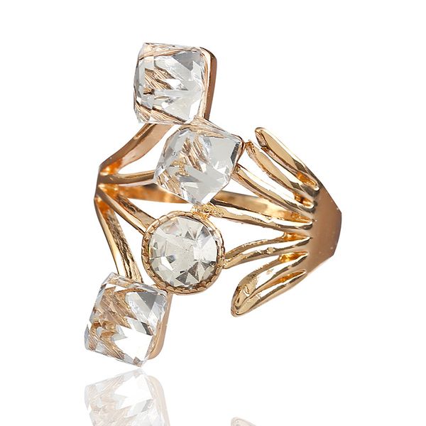 

new fashion square glass diamond ring, Golden;silver