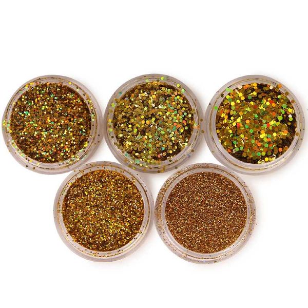 

nail glitter gradient shiny powder gold laser sparkly art chrome pigment spangles polish manicure nails decorations, Silver;gold