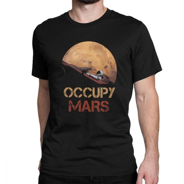 

occupy mars t shirt spacex starman t-shirt men elon musk falcon heavy 9 short sleeve novelty tees crewneck 100% cotton clothes