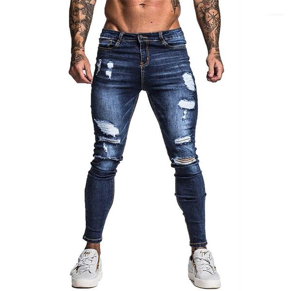 

waist homme denim pants designer holes men jeans blue slim casual mens pencil pants hiphop mid, Black