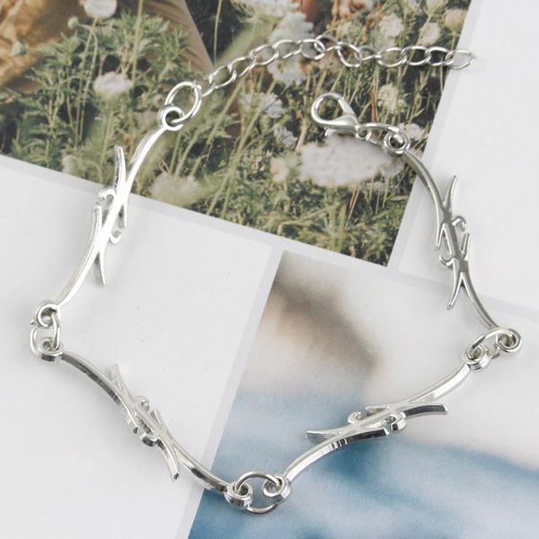 

hip hop trendy punk bramble flame bracelet both men and women can wear barbed wire thorn bracelet wrapped in body chain, Black