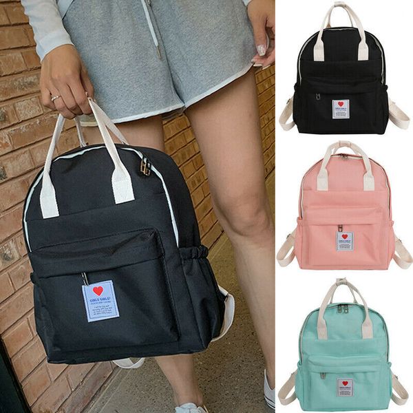 

women girls canvas backpack rucksack school travel lapcollege ladies solid casual backpacks female shoulder bag
