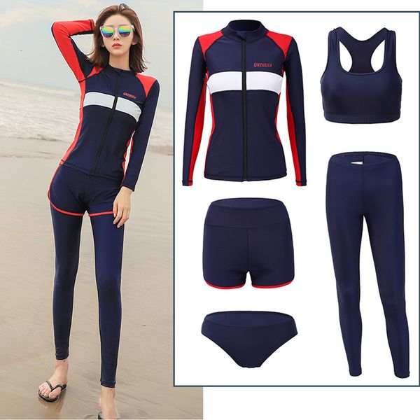 

swim shirts leggings women 5pcs uv sun protection long sleeve rash guard swimsuit dive skin surf fitness yoga run tracksuit