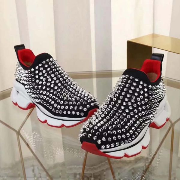 

fashion men shoes real leather handmade multicolor gradient technical fabric sneakers women famous shoes trainer by sh008 cl13, Black