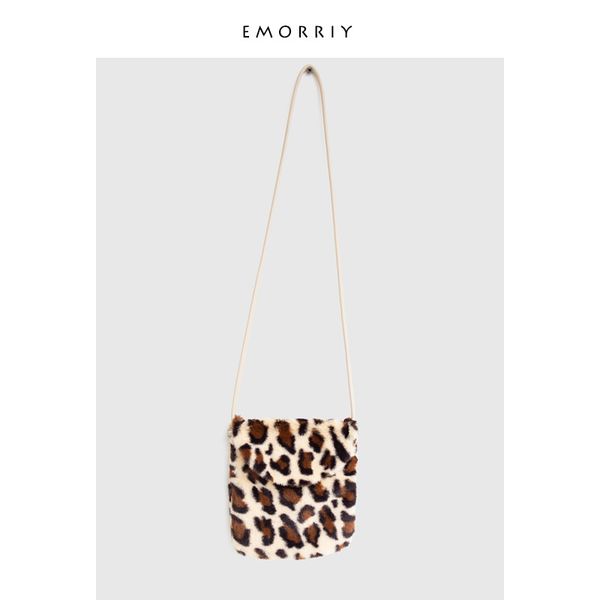 

autumn plush leopard women's bag all-match casual shoulder bag simple solid color furry messenger mini furry fluffy