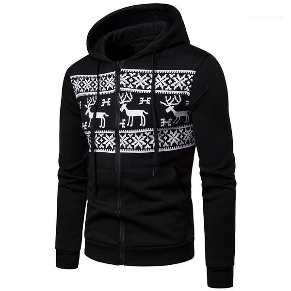 

with zipper print sweatshirt homme clothing mens christmas hoodies autumn winter designer long sleeve hooded, Black