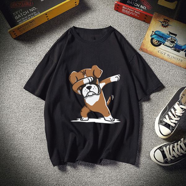 

boxer dog pat dog light dance summer harajuku women men t shir fashion cotton loose t-shirt female tee 100% cotton