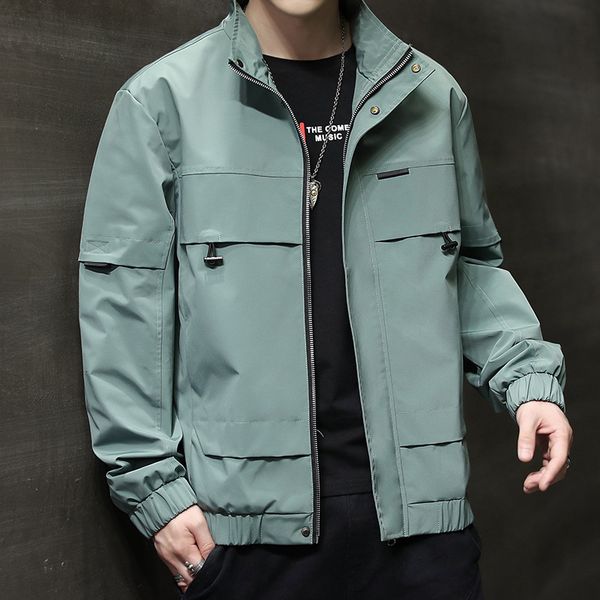 

2020 autumn new jacket men's korean style stand collar jacket casual men's jacket tooling men's fashion brand, Black;white