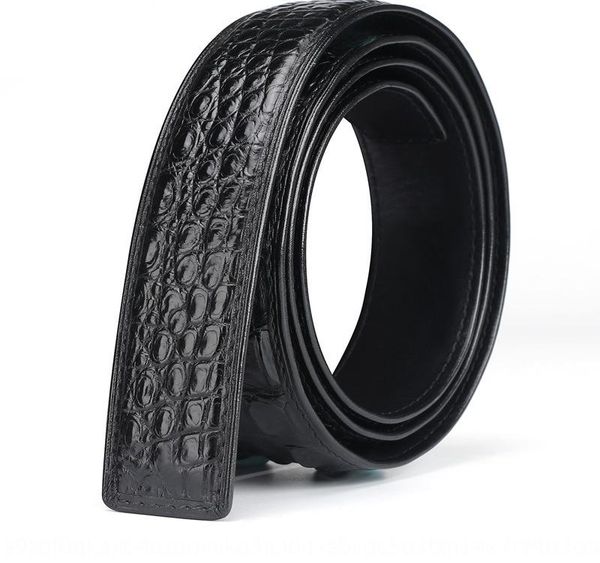 

thailand siamese crocodile fish men s business leisure non-splicing crocodile bone genuine leather belt belt04, Black;brown