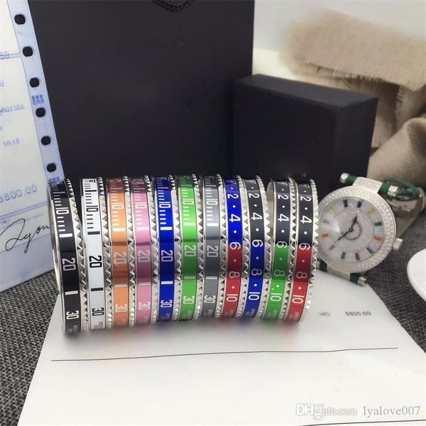 

italian style 316l stainless steel cuff bracelet speedometer official bracelet bangles men silver plated fashion jewelry 12 colors, Golden;silver