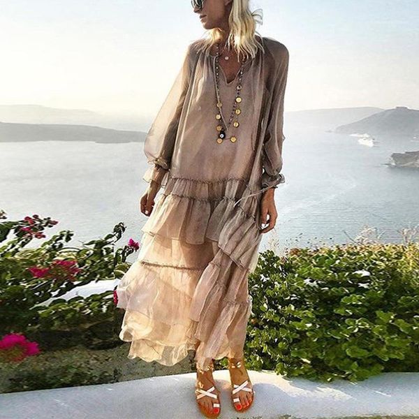 

womens designer dress summer petal sleeve panelled long dresses fashion loose solid color casual female clothing, Black;gray