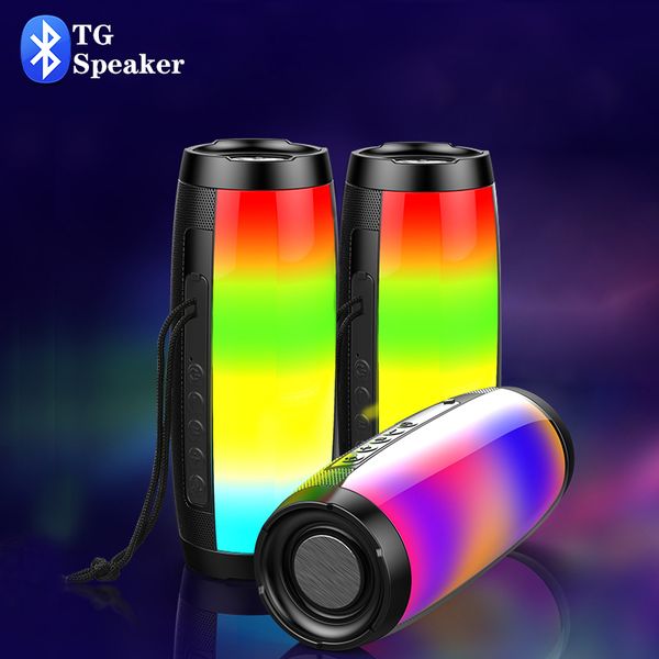 

tg157 portable speaker bluetooth loudspeaker column wireless fm radio bass stereo waterproof with led lights audio microphone