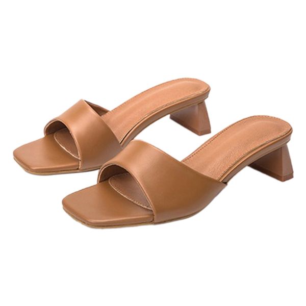

asds-female summer slippers low-heeled shoes high-heeled shoes with thick heel sandals casual beach flip-flops, Black