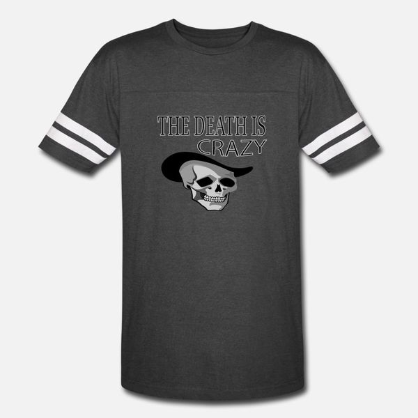 

skull the death is crazy, gothic t shirt men design cotton o neck outfit fitness breathable spring autumn letter shirt
