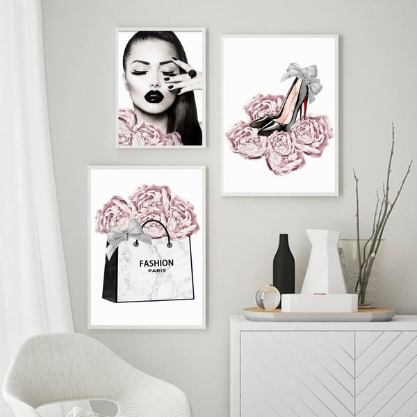 

high heels and lips creative canvas art painting home decoration bedroom living room background wall hanging picture frameless