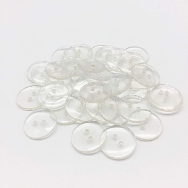 200 Stück 18 mm klare, transparente Harzknöpfe mit 2 Löchern, rund, Nähzubehör für Babyparty, Basteln, Scrapbooking