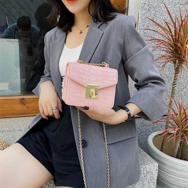 

crossbody bags for women 2020 fashion pu leather crocodile square women's chain shoulder messenger bag women's bag