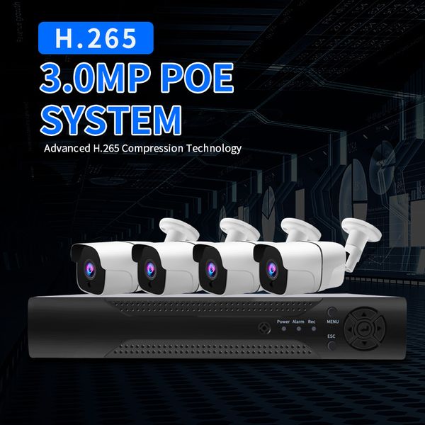 

systems h.265 3mp cctv security camera system 4ch 8ch poe nvr with ip kit waterproof ip66 video surveillance xmeye