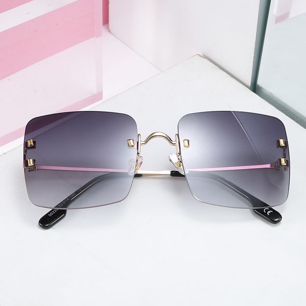 

vintage oversize sunglasses women big square rimless sunglasses men for outdoor metal frame goggles luxury shades 50220df, White;black