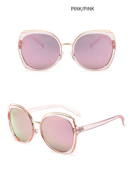 

new design men and women hollow temples eyewear sun glasses alloy pc frames good quality round eyeglasses romeless pink lens sunglases round, White;black