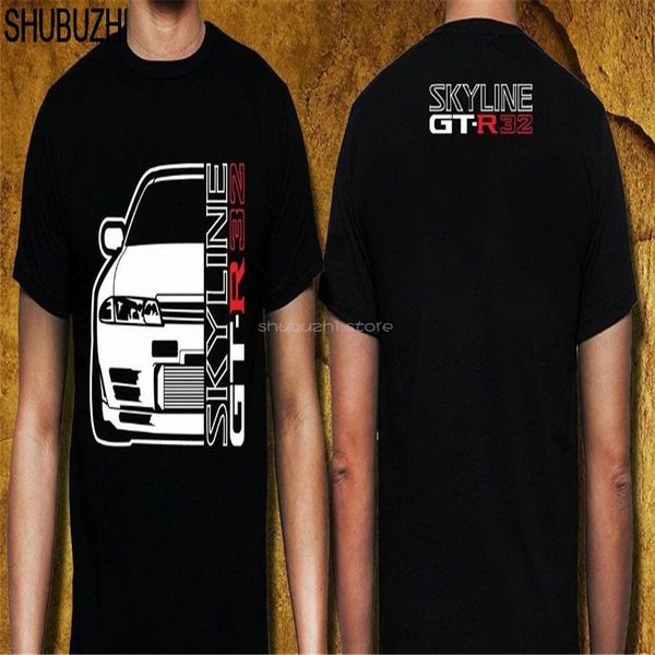 

японская классическая легенда автомобиль skyline gt-r 32 t-shirt мужчины черного тенниска лето мода футболка sbz5542