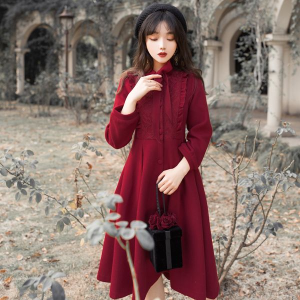 

2020 new fashion women's clothing vintage woolen coat, Black
