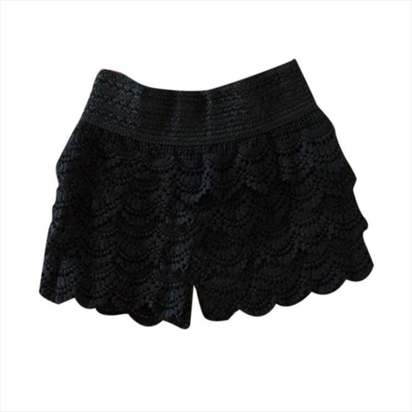

summer fashion womens shorts lace crochet elastic waist slim short pants, White;black