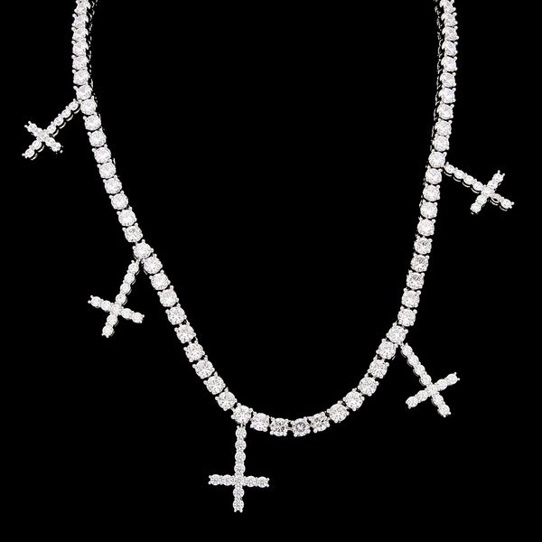 

selling diamond cross pendant personality men's necklace,multiple crosses pendant with fashion diamante necklace nnt975, Silver