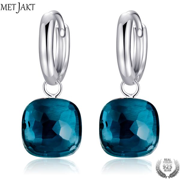 

metjakt classic blue z drop earrings solid 925 sterling silver pendant earring for womens occasions fine jewelry, Golden;silver