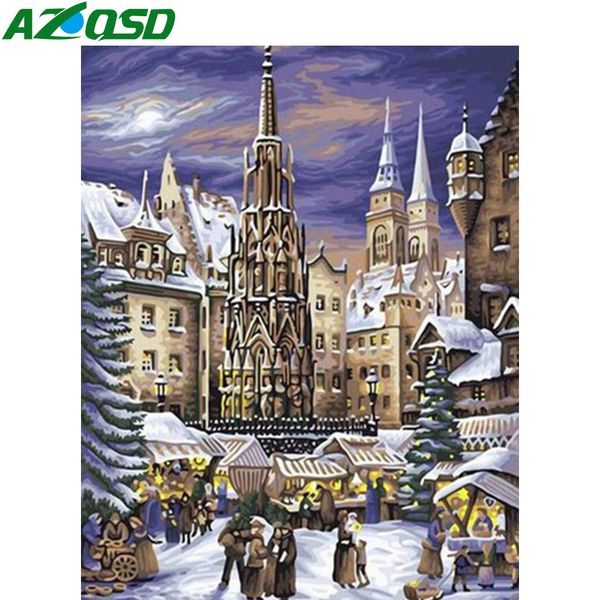 

azqsd diy paint by numbers пейзаж ручной работы подарочные unframe картина маслом numbers город picture for living room украшения дома