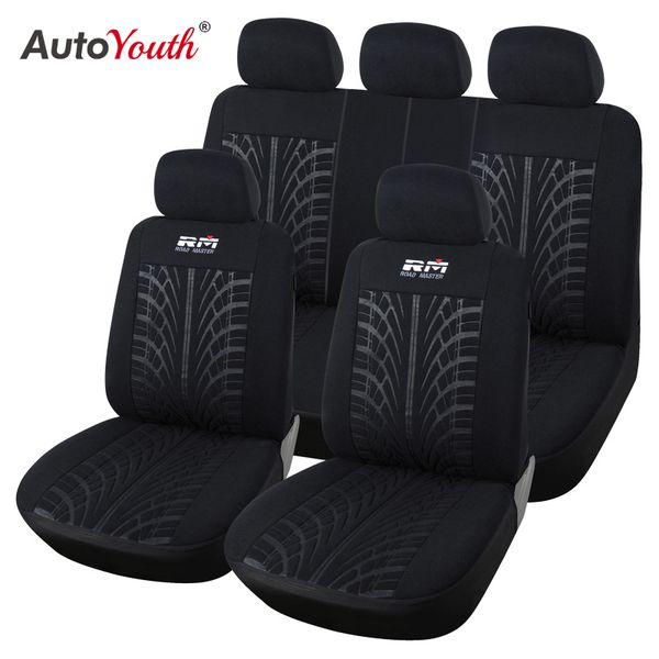 

new arrival looped fabric full car seat cover universal fit most brand vehicles seat covers black car protector for
