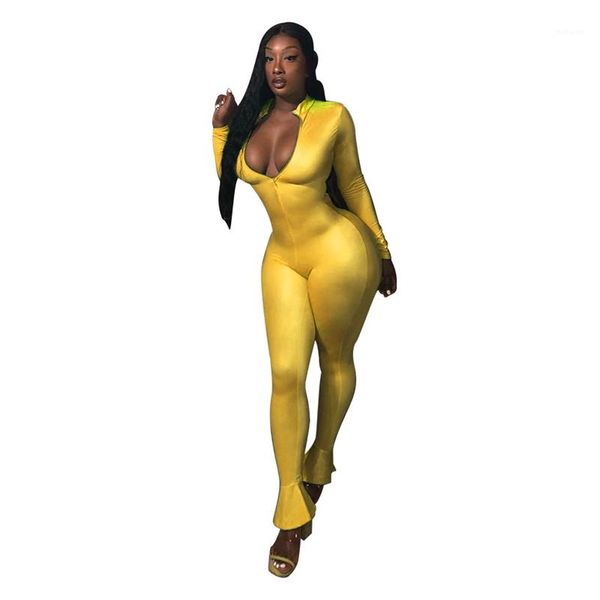 

ruffle pants women clothes women jumpsuits fashion light color bodysuit deep v-neck long sleeve long, Black;white