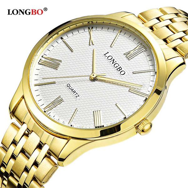 

longbo quartz watch lovers watches women men couple analog watches steel wristwatches fashion casual gold 1/pcs, Slivery;brown