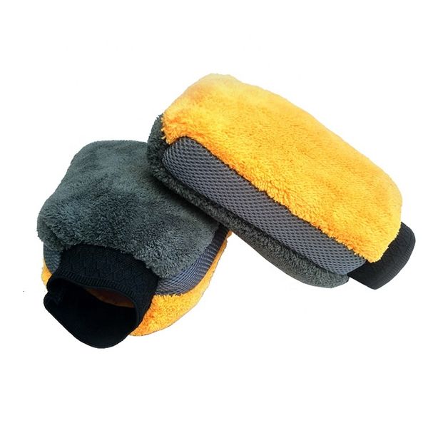 

microfiber winter detailing cleaning wash gloves for car, Blue;gray