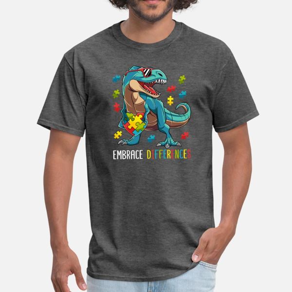 

embrace difference dinosaur autism awareness gift t shirt men printing 100% cotton o-neck gents crazy comfortable spring autumn cool shirt