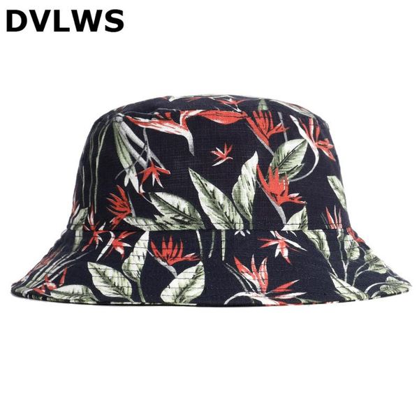 

2020 new style floral pinted bucket cap cotton korean-style adjusted sun-resistant fashion leaves printed hat for women 5 colors, Blue;gray