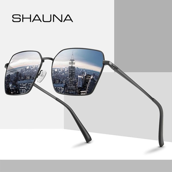 

shauna classic men oversized square polarized sunglasses vintage fashion film mirror coating g15 men driving sun glasses shade, White;black
