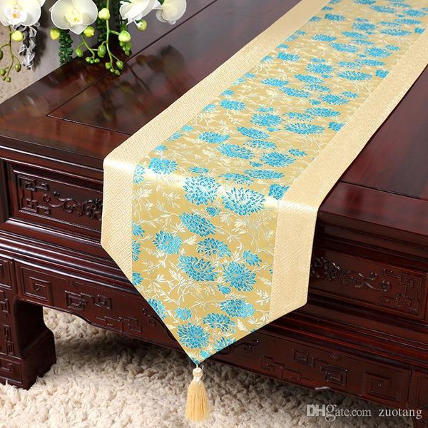 

latest long luxury silk fabric table runner dining table mat placemat damask jacquard coffee table cloth for party home decoration 200x33 cm