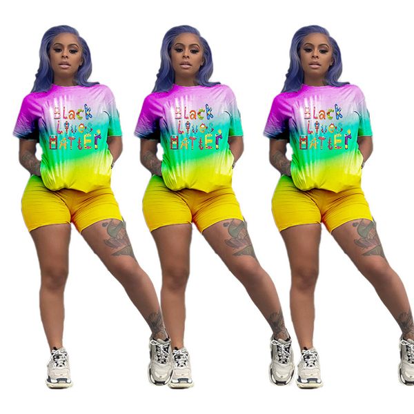 

summer casual женщины костюмы мода градиент цвета с коротким рукавом 2 шт набор новых женщин двухкусочный эпикировка, Gray