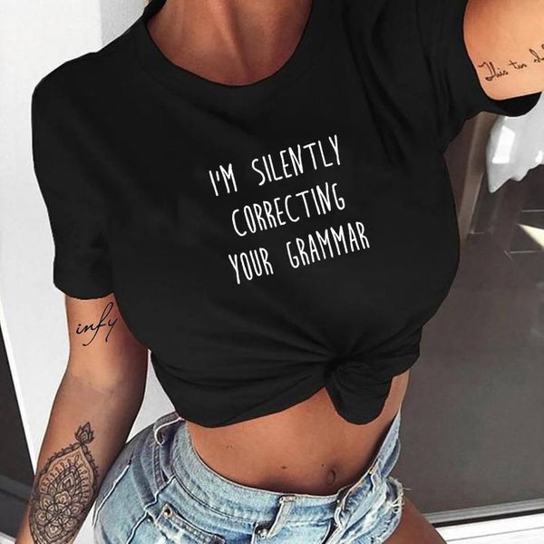 

i' silently correcting your grammar t-shirt women fashion slogan grunge tumblr graphic vintage tees outfits, White