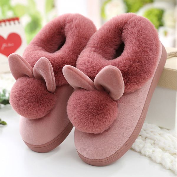 

cotton slippers women bag with winter thick bottom cute home slipper warm ladies shoes cartoon cotton shoes women, Black