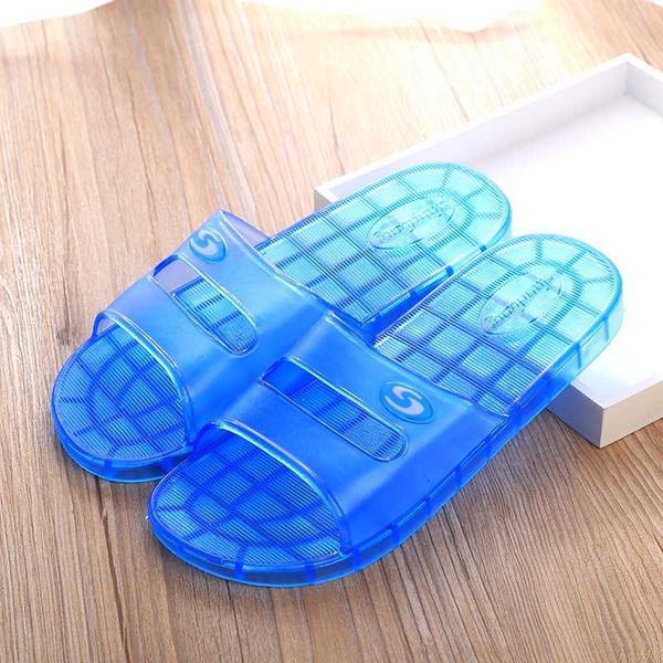 

women sandals massage pain relief flat slip on women jelly shoes antiskid quick drying transparent plastic bathroom slippers, Black